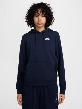 Large Nike Women's Navy Pullover Hoodie with White Swoosh